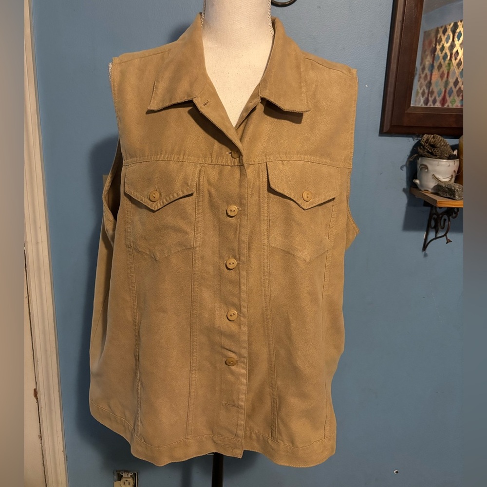 Vintage, Fashion Bug, Tan, Faux Suede, Sleeveless Top